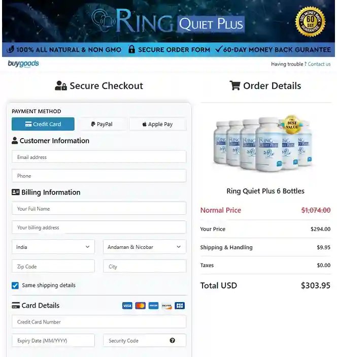 Ring Quiet Plus Order Page